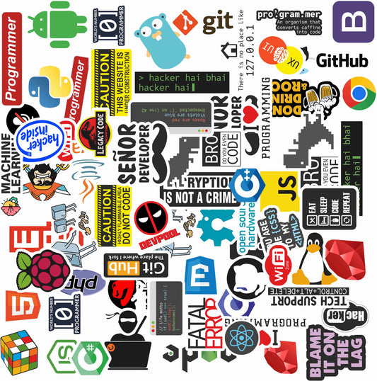 Laptop Stickers for Programmers & Coders – 51 & 25 Premium Waterproof Vinyl Decals for Laptops, Phones & Accessories
