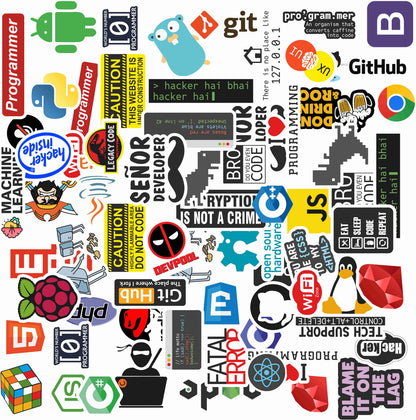 Laptop Stickers for Programmers & Coders – 51 & 25 Premium Waterproof Vinyl Decals for Laptops, Phones & Accessories